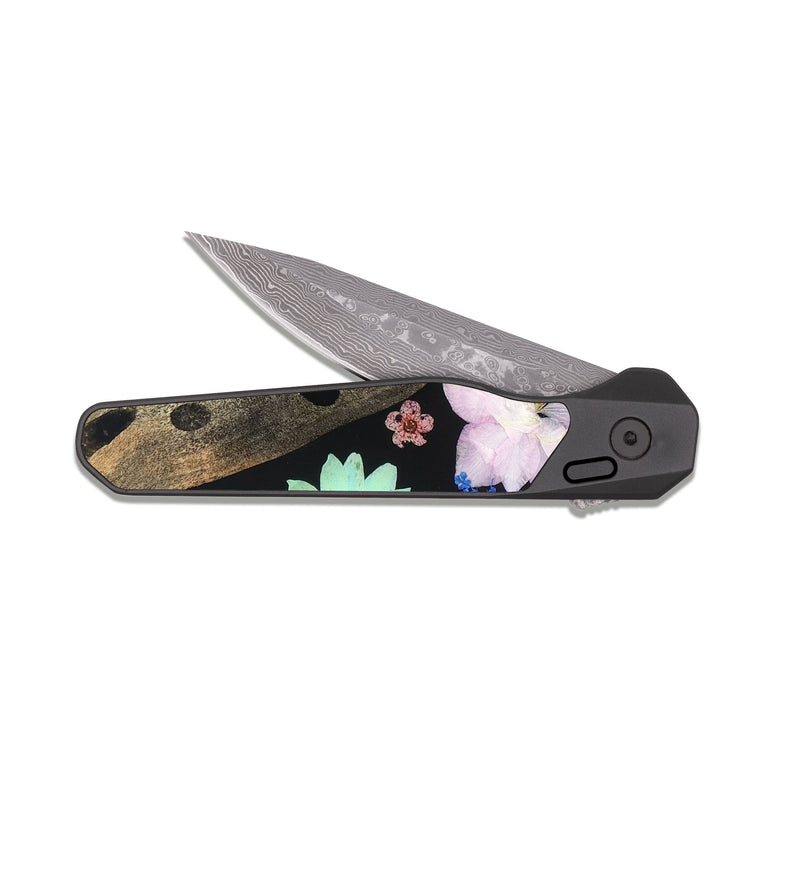 EDC Dark Damascus Wood Pocket Knife - Shemar (Bloom, 821528)