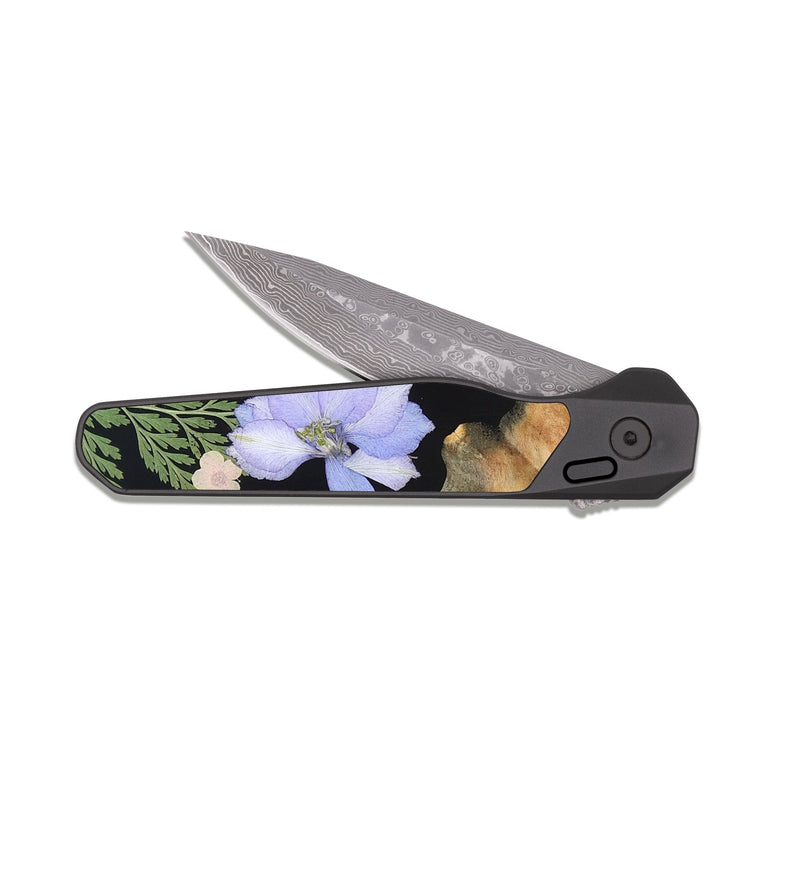 EDC Dark Damascus Wood Pocket Knife - Lesley (Bloom, 821535)