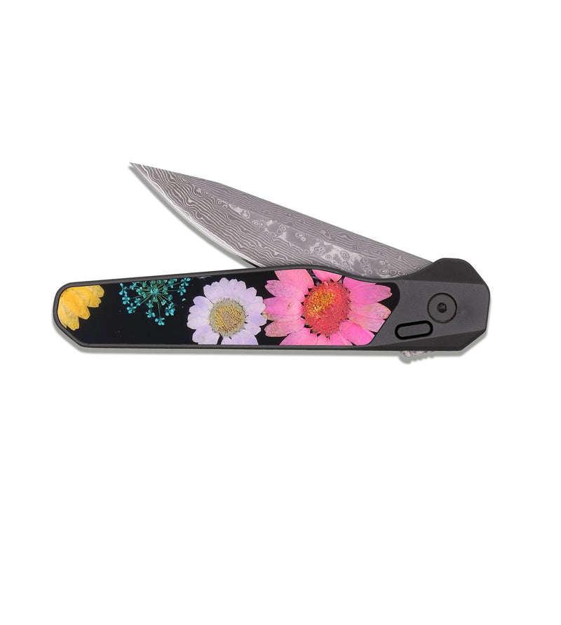 EDC Dark Damascus ResinArt Pocket Knife - Gwen (Bloom, 821536)