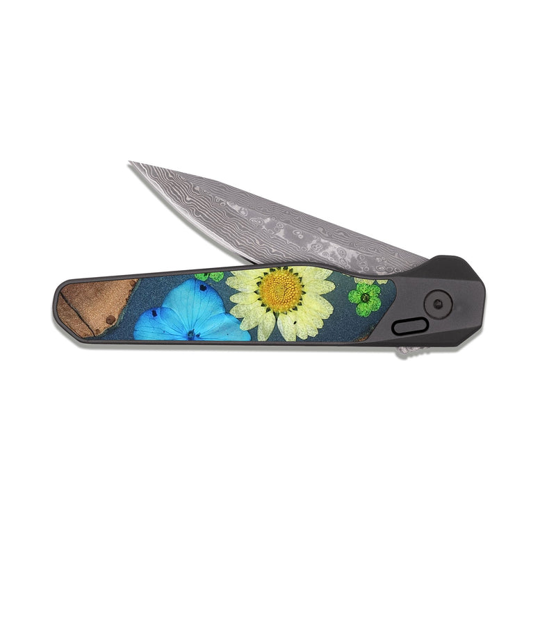 EDC Dark Damascus Wood Pocket Knife - Tamatha (Bloom, 821543)