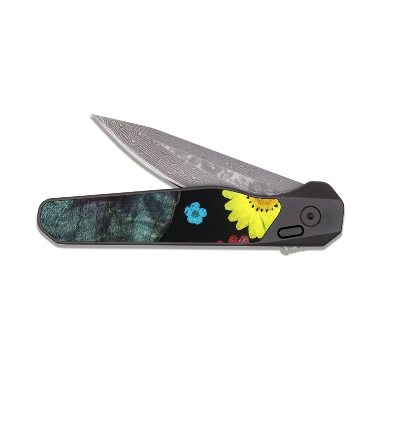 EDC Dark Damascus Wood Pocket Knife - Wilbur (Bloom, 821547)