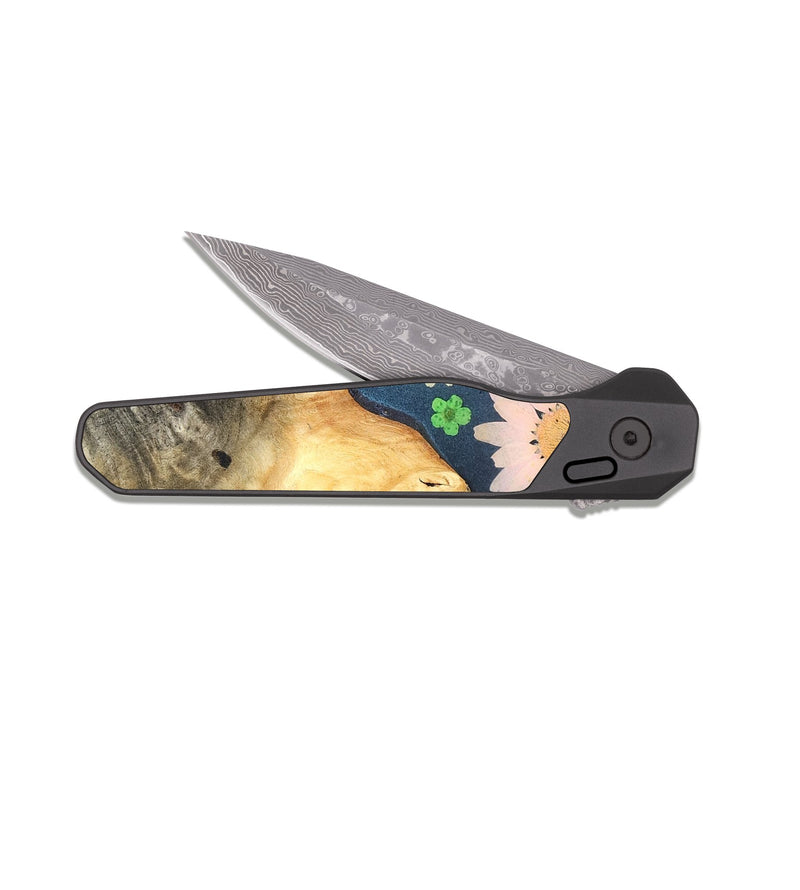 EDC Dark Damascus Wood Pocket Knife - Marilee (Bloom, 821554)