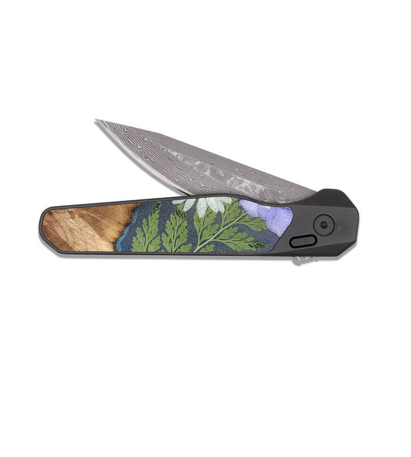 EDC Dark Damascus Wood Pocket Knife - Bennie (Bloom, 821561)