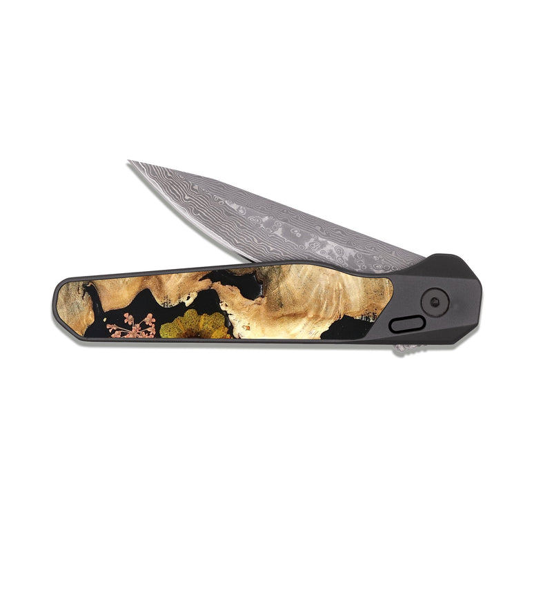 EDC Dark Damascus Wood Pocket Knife - Debora (Bloom, 821571)