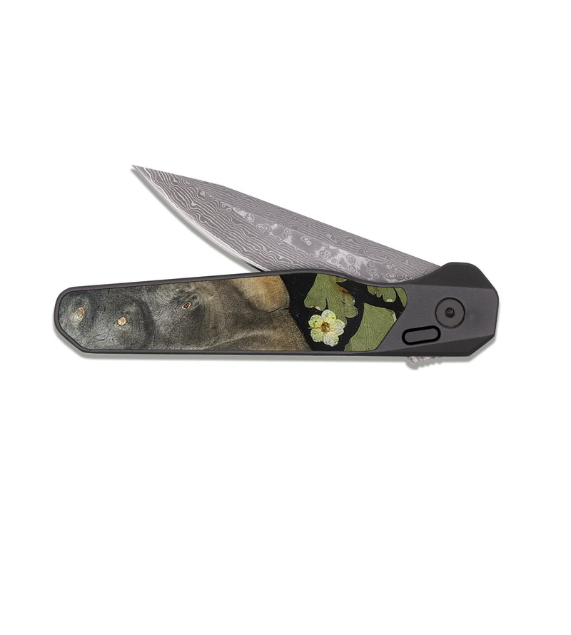 EDC Dark Damascus Wood Pocket Knife - Nichole (Bloom, 821572)