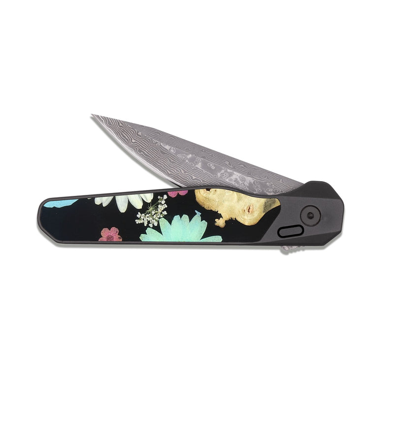 EDC Dark Damascus Wood Pocket Knife - Marty (Bloom, 821574)