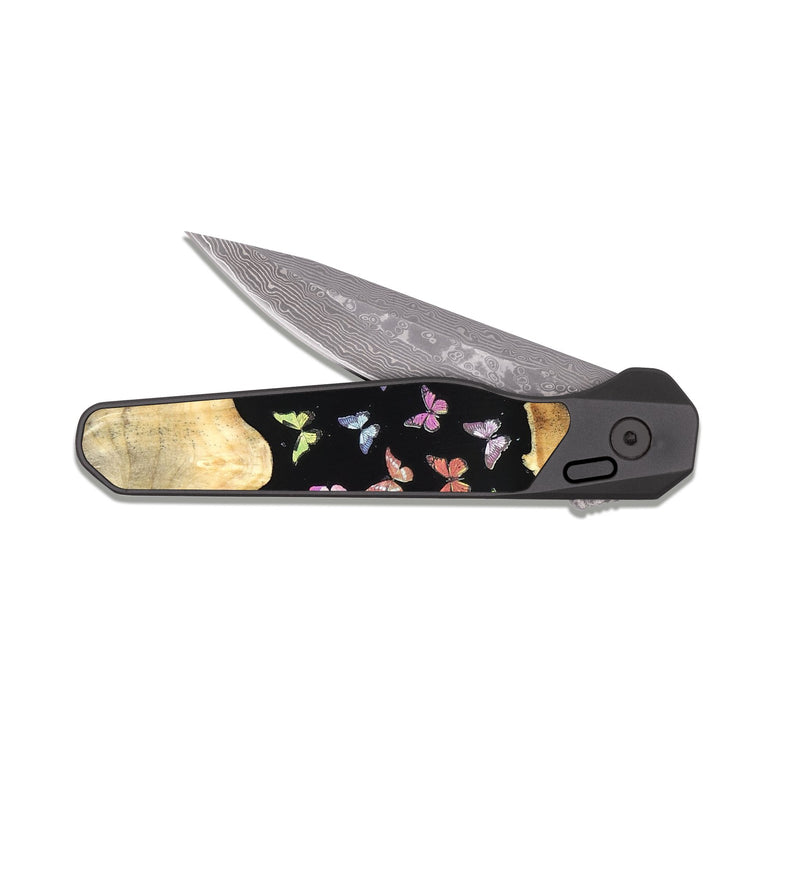 EDC Dark Damascus Wood Pocket Knife - Averi (Bloom, 821576)