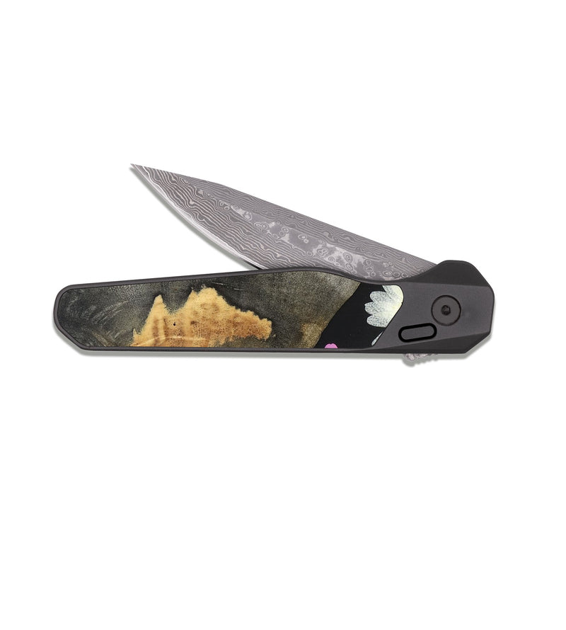EDC Dark Damascus Wood Pocket Knife - Azari (Bloom, 821586)
