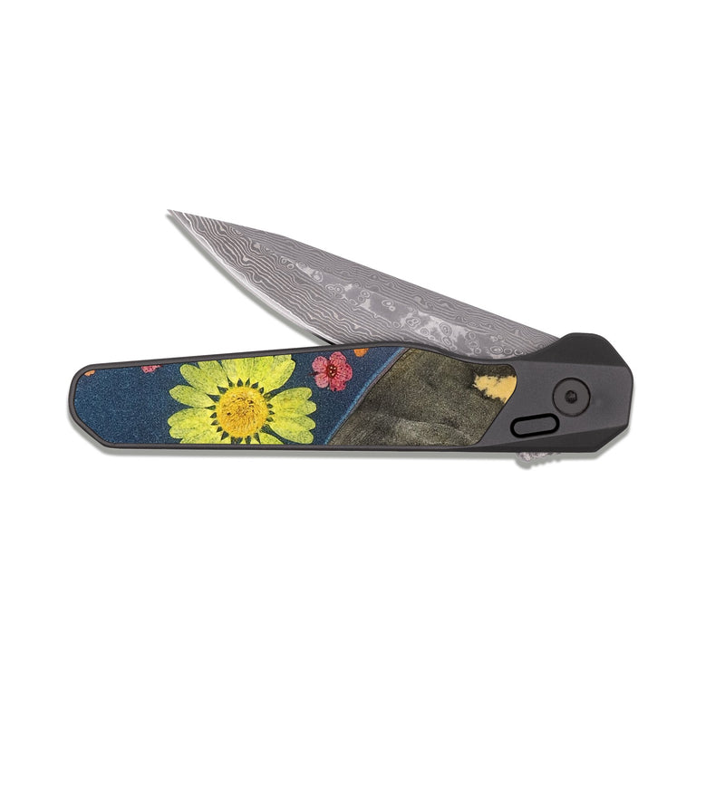 EDC Dark Damascus Wood Pocket Knife - Rodney (Bloom, 821589)