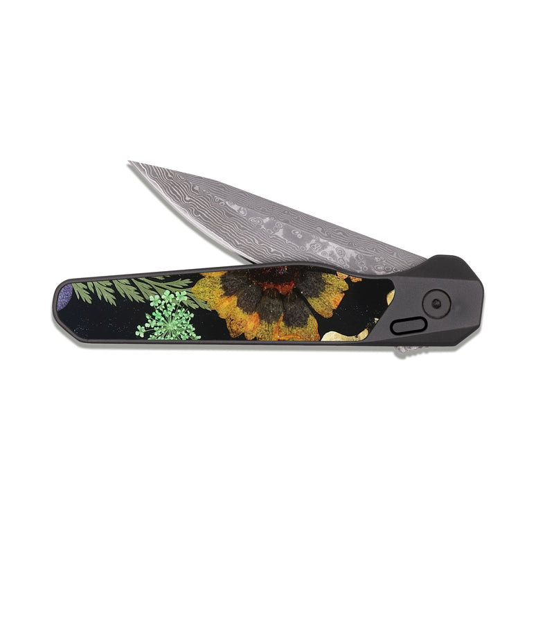 EDC Dark Damascus Wood Pocket Knife - Amiya (Bloom, 821591)