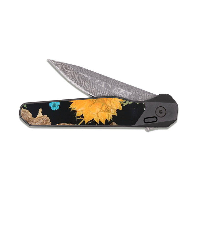 EDC Dark Damascus Wood Pocket Knife - Ella (Bloom, 821595)