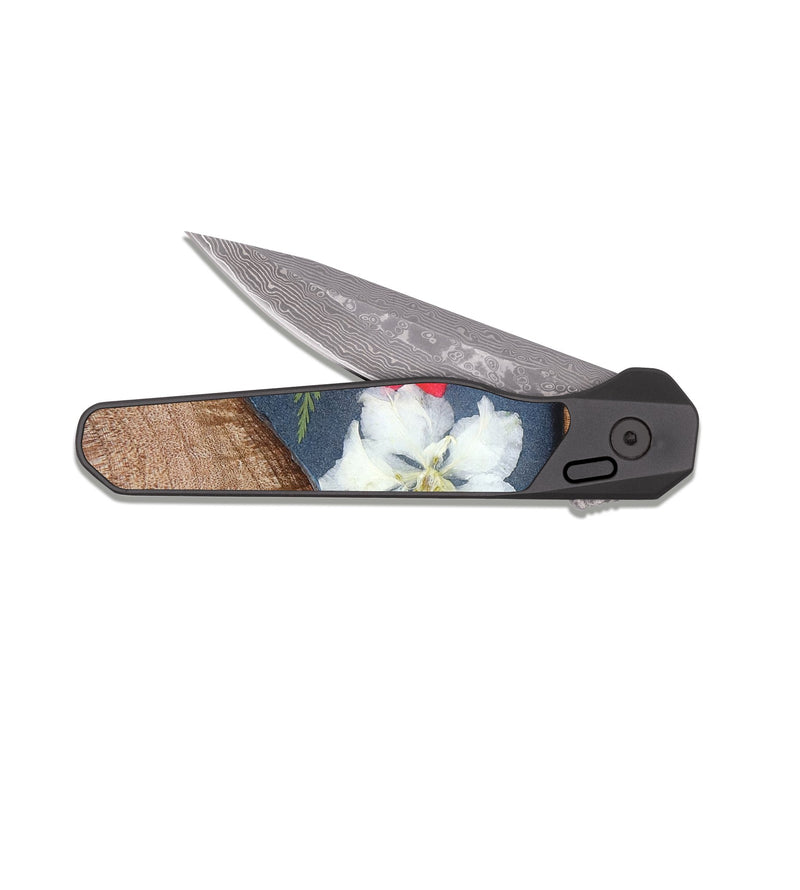 EDC Dark Damascus Wood Pocket Knife - Aleena (Bloom, 821600)