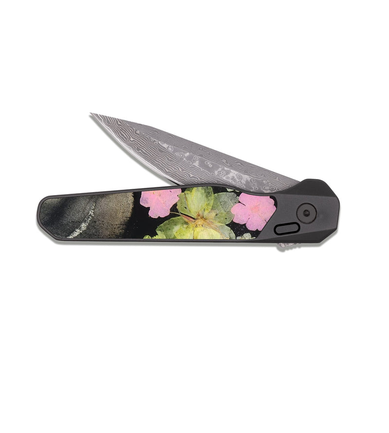 EDC Dark Damascus Wood Pocket Knife - Elda (Bloom, 821603)