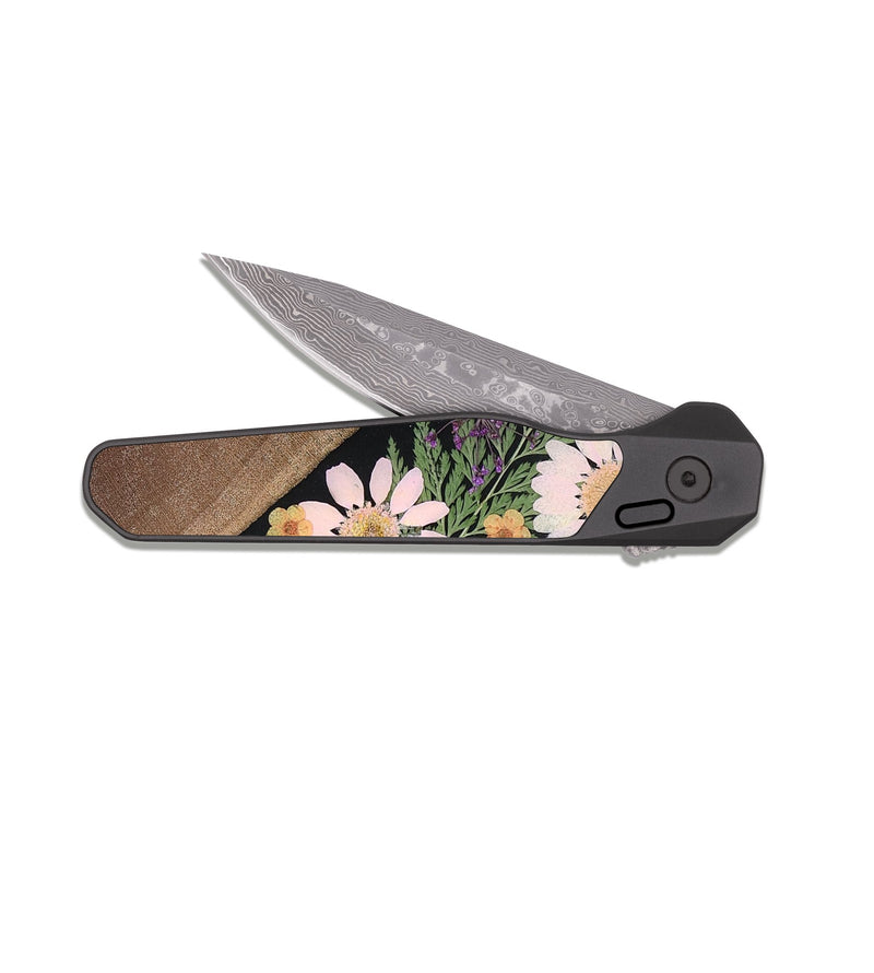 EDC Dark Damascus Wood Pocket Knife - Alex (Bloom, 821609)