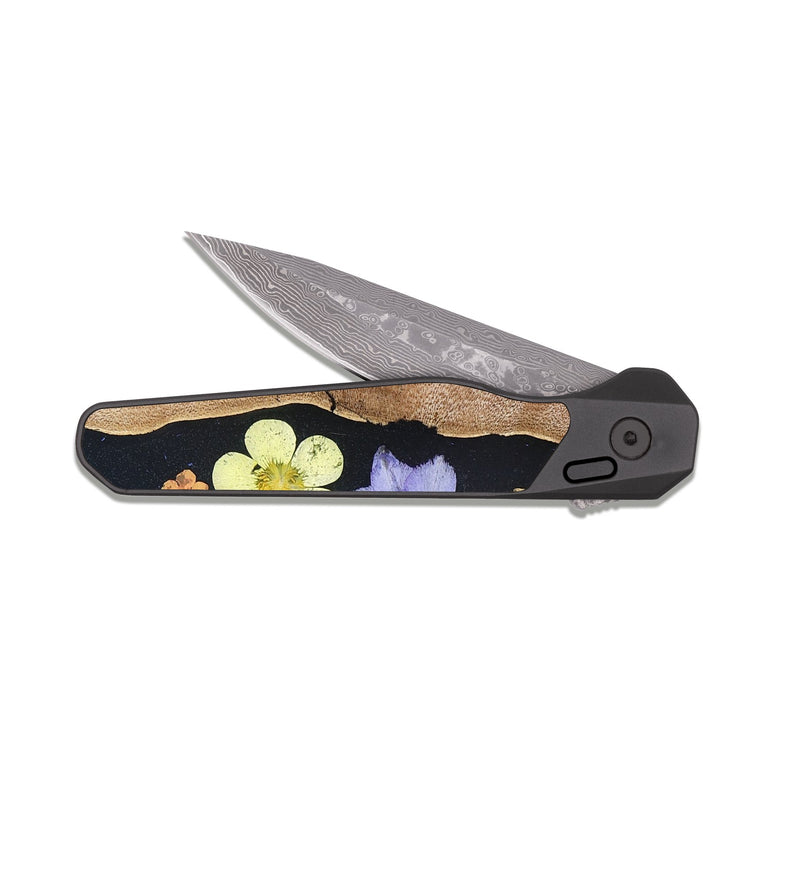 EDC Dark Damascus Wood Pocket Knife - Ismael (Bloom, 821610)