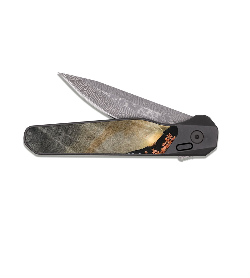EDC Dark Damascus Wood Pocket Knife - Melody (Bloom, 821632)