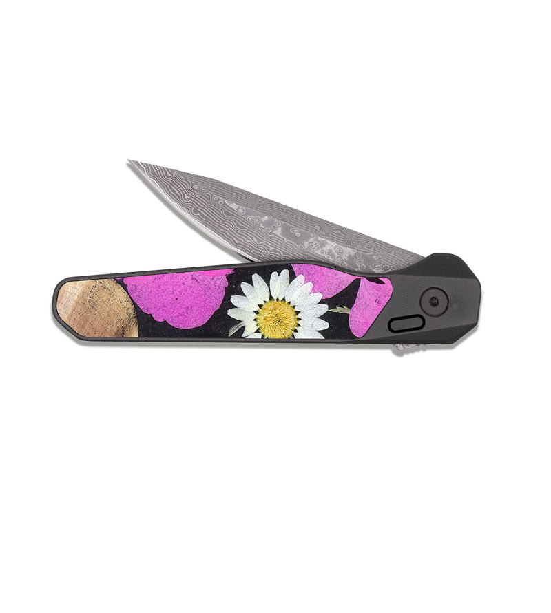 EDC Dark Damascus Wood Pocket Knife - Carolyn (Bloom, 821633)