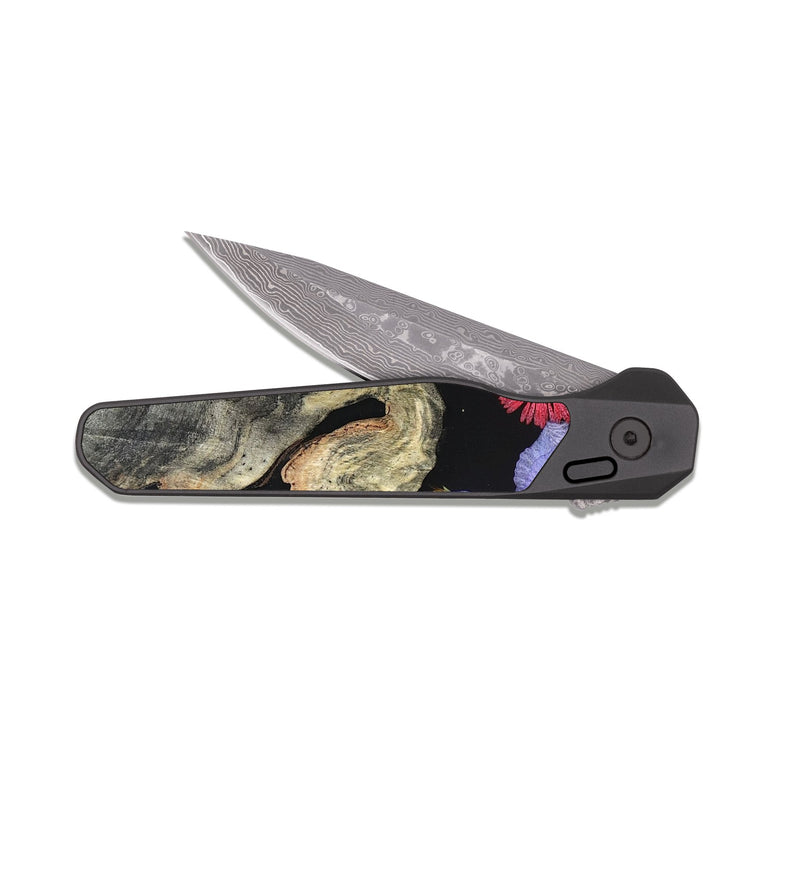 EDC Dark Damascus Wood Pocket Knife - Wilber (Bloom, 821640)
