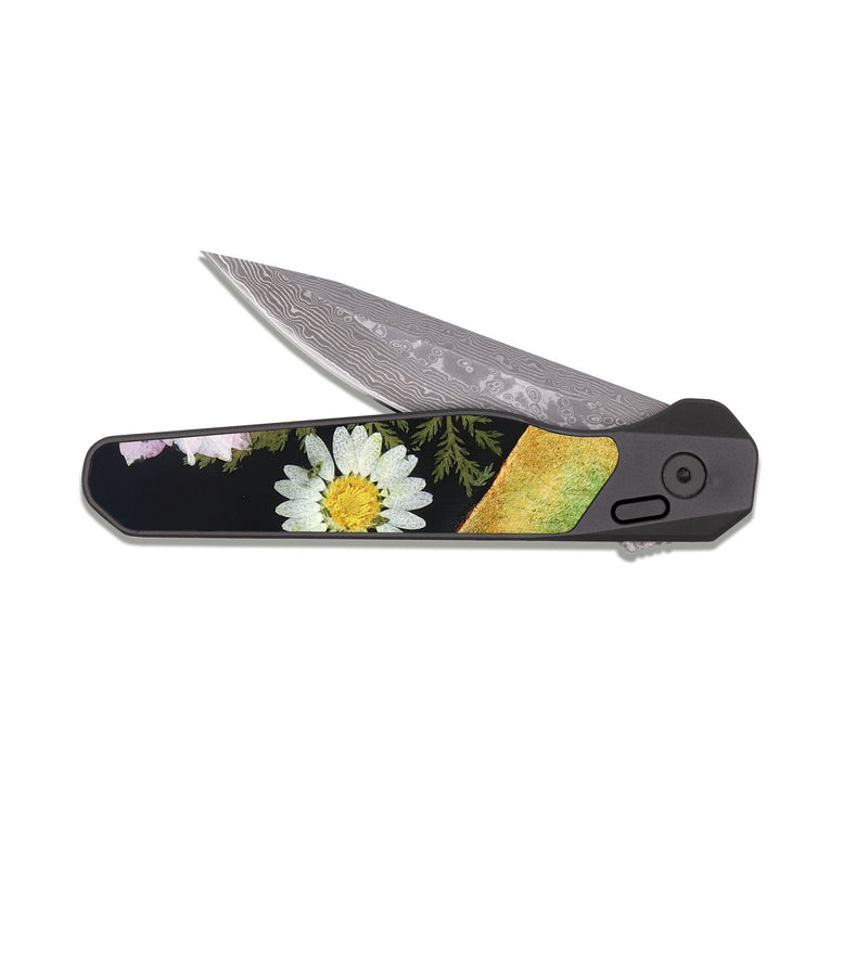 EDC Dark Damascus Wood Pocket Knife - Kaila (Bloom, 821643)