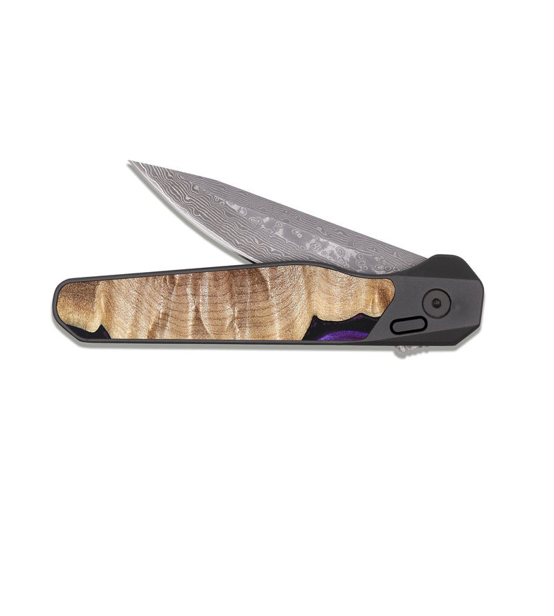 EDC Dark Damascus Wood Pocket Knife - Eiden (Purple, 821675)