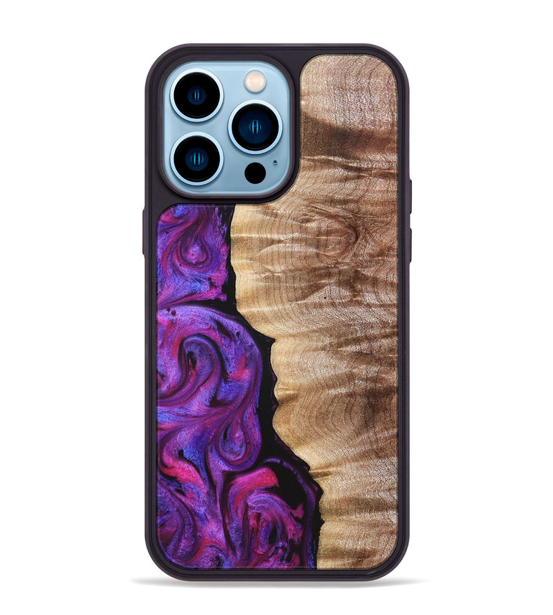 iPhone 14 Pro Max Wood Phone Case - Eiden (Purple, 821675)