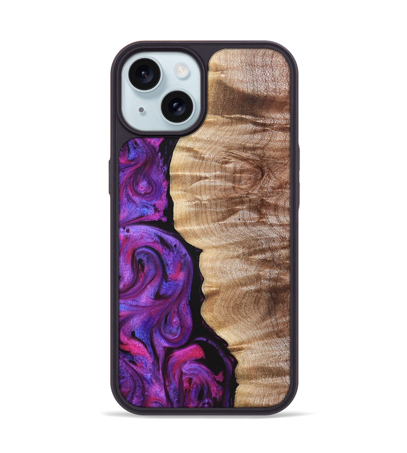 iPhone 15 Wood Phone Case - Eiden (Purple, 821675)