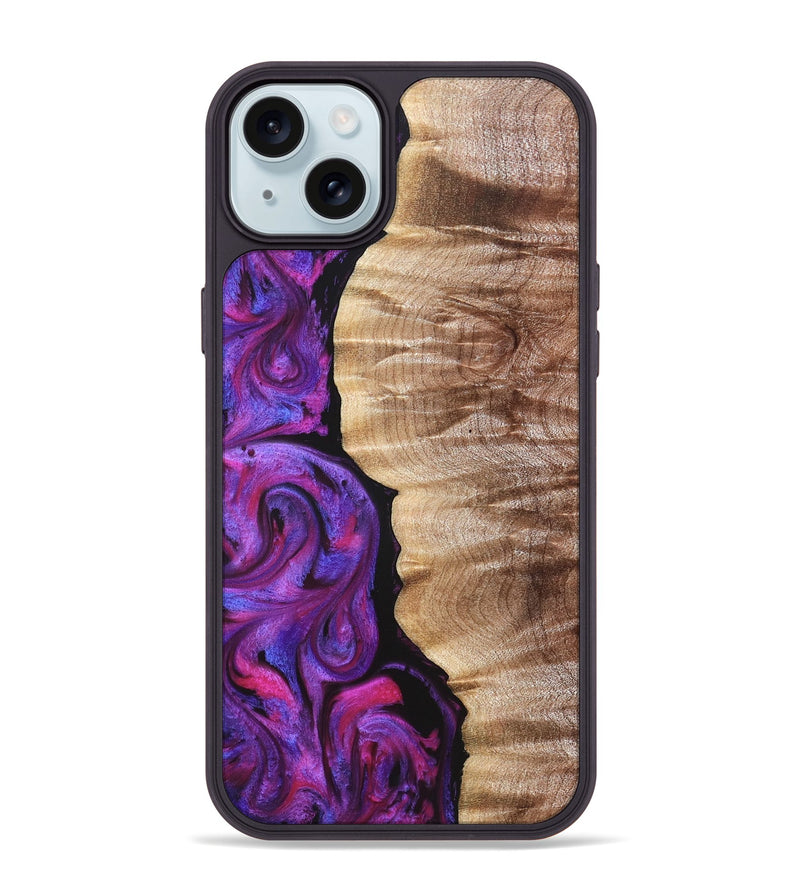 iPhone 15 Plus Wood Phone Case - Eiden (Purple, 821675)