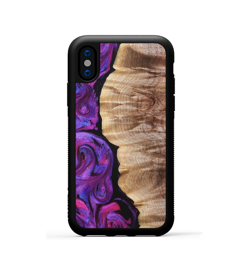 iPhone Xs Wood Phone Case - Eiden (Purple, 821675)