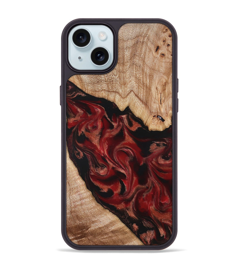iPhone 15 Plus Wood Phone Case - Cathy (Red, 821676)