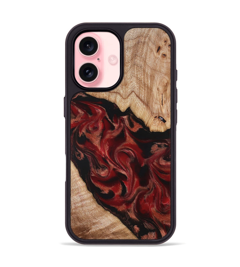 iPhone 16 Wood Phone Case - Cathy (Red, 821676)