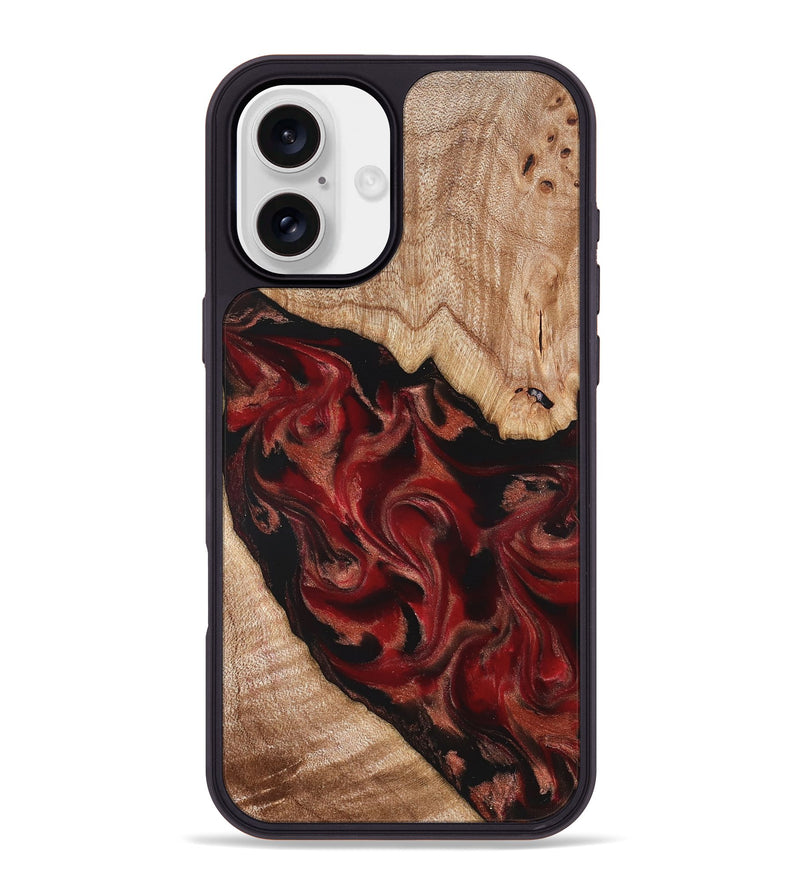 iPhone 16 Plus Wood Phone Case - Cathy (Red, 821676)