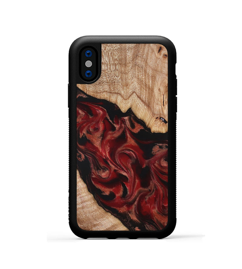 iPhone Xs Wood Phone Case - Cathy (Red, 821676)