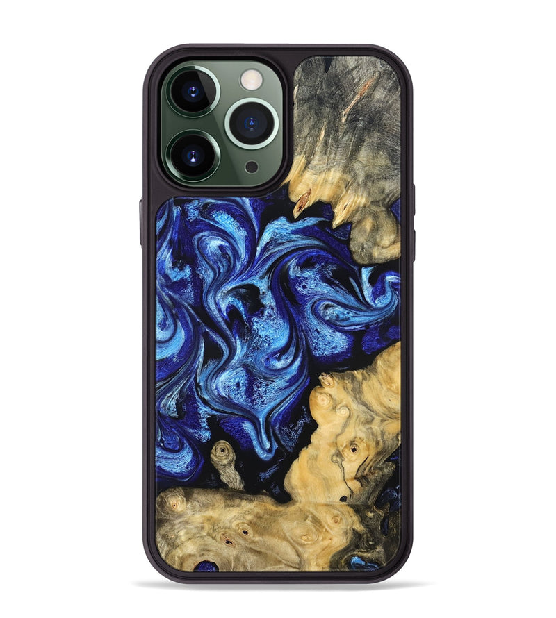 iPhone 13 Pro Max Wood Phone Case - Lesia (Blue, 821689)