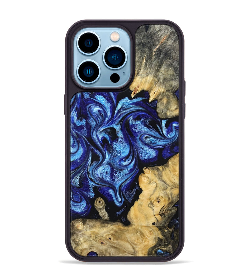 iPhone 14 Pro Max Wood Phone Case - Lesia (Blue, 821689)
