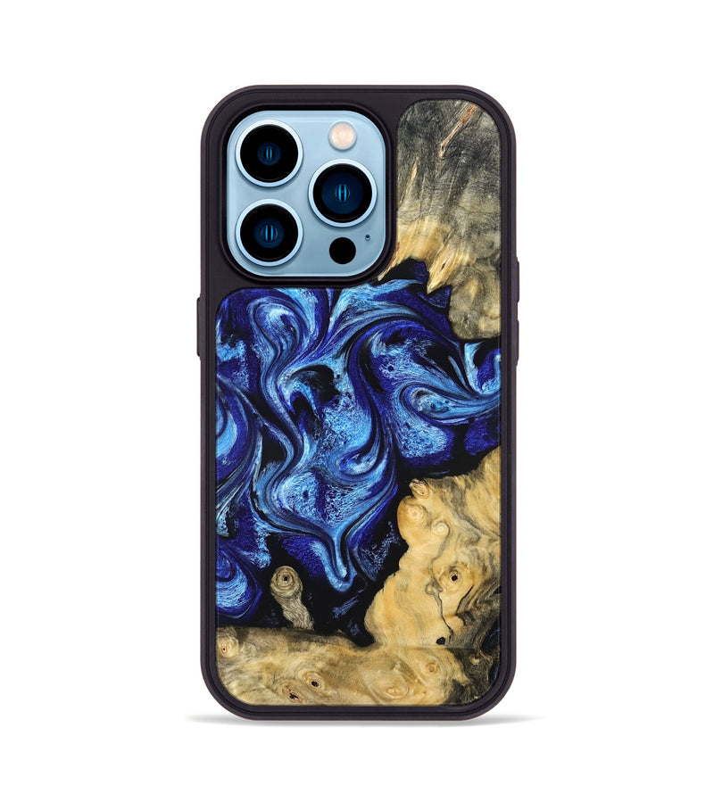iPhone 14 Pro Wood Phone Case - Lesia (Blue, 821689)