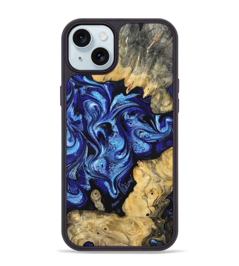 iPhone 15 Plus Wood Phone Case - Lesia (Blue, 821689)