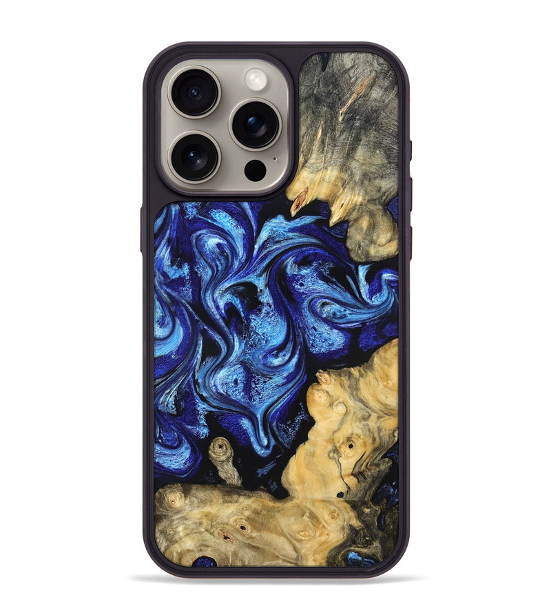 iPhone 15 Pro Max Wood Phone Case - Lesia (Blue, 821689)