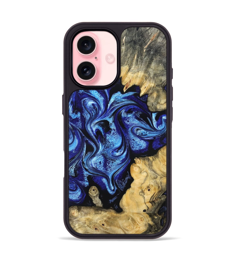 iPhone 16 Wood Phone Case - Lesia (Blue, 821689)