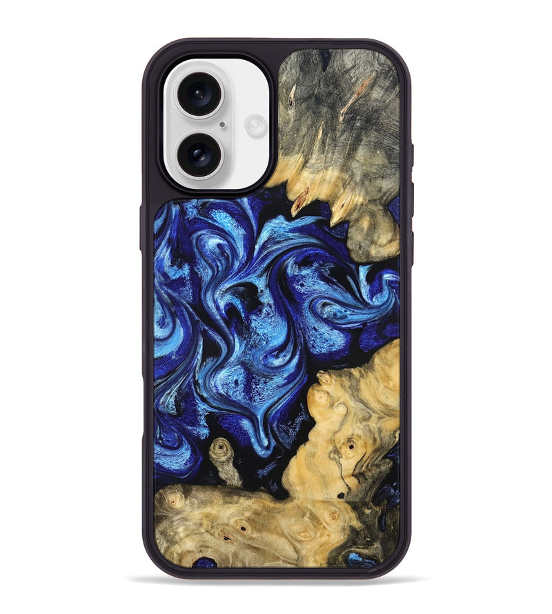 iPhone 16 Plus Wood Phone Case - Lesia (Blue, 821689)