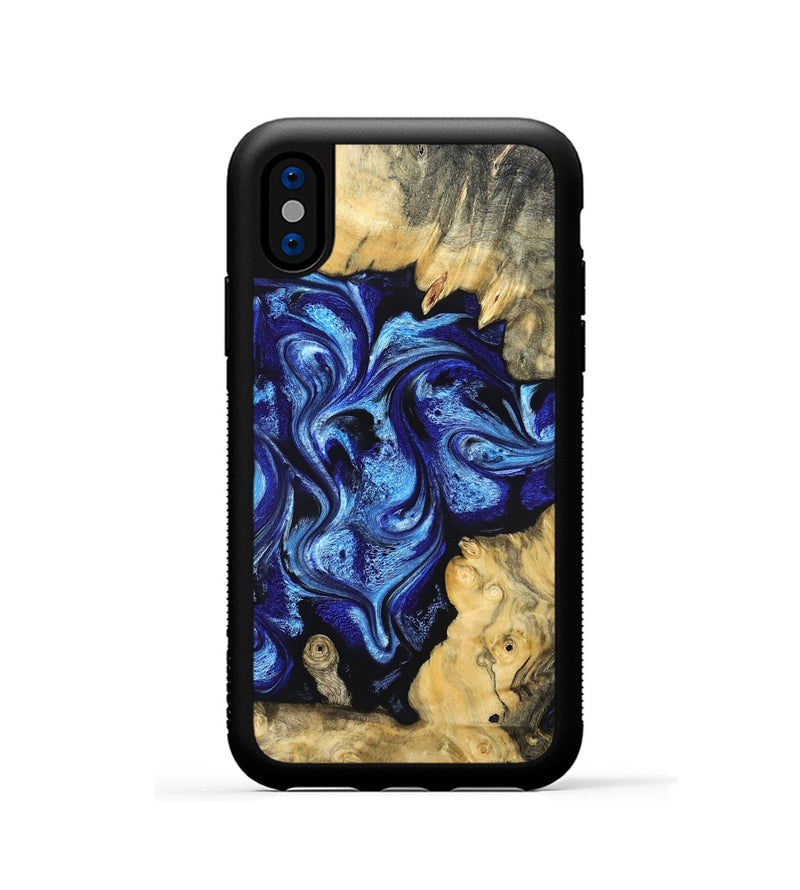 iPhone Xs Wood Phone Case - Lesia (Blue, 821689)
