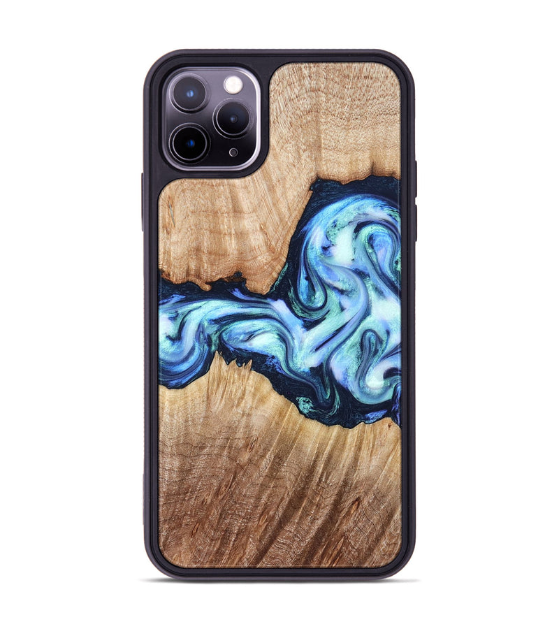 iPhone 11 Pro Max Wood Phone Case - Clay (Blue, 821690)