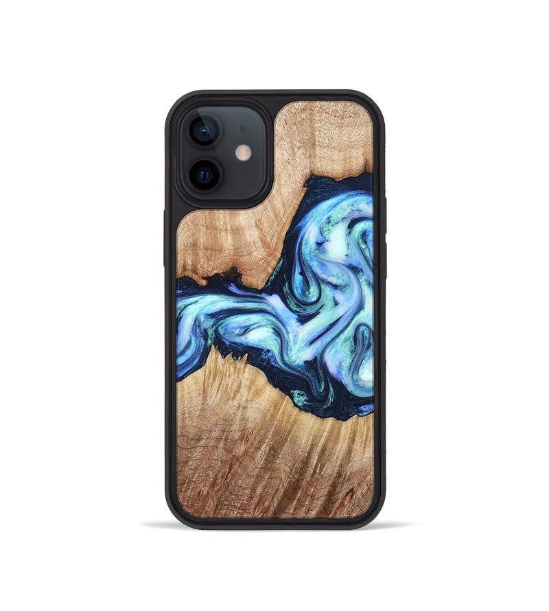 iPhone 12 mini Wood Phone Case - Clay (Blue, 821690)