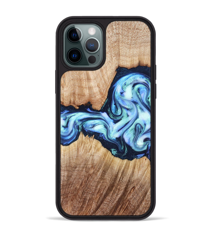 iPhone 12 Pro Max Wood Phone Case - Clay (Blue, 821690)