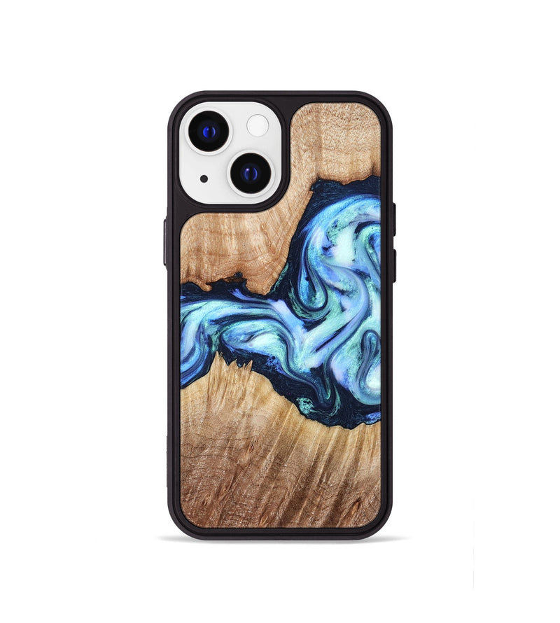 iPhone 13 mini Wood Phone Case - Clay (Blue, 821690)