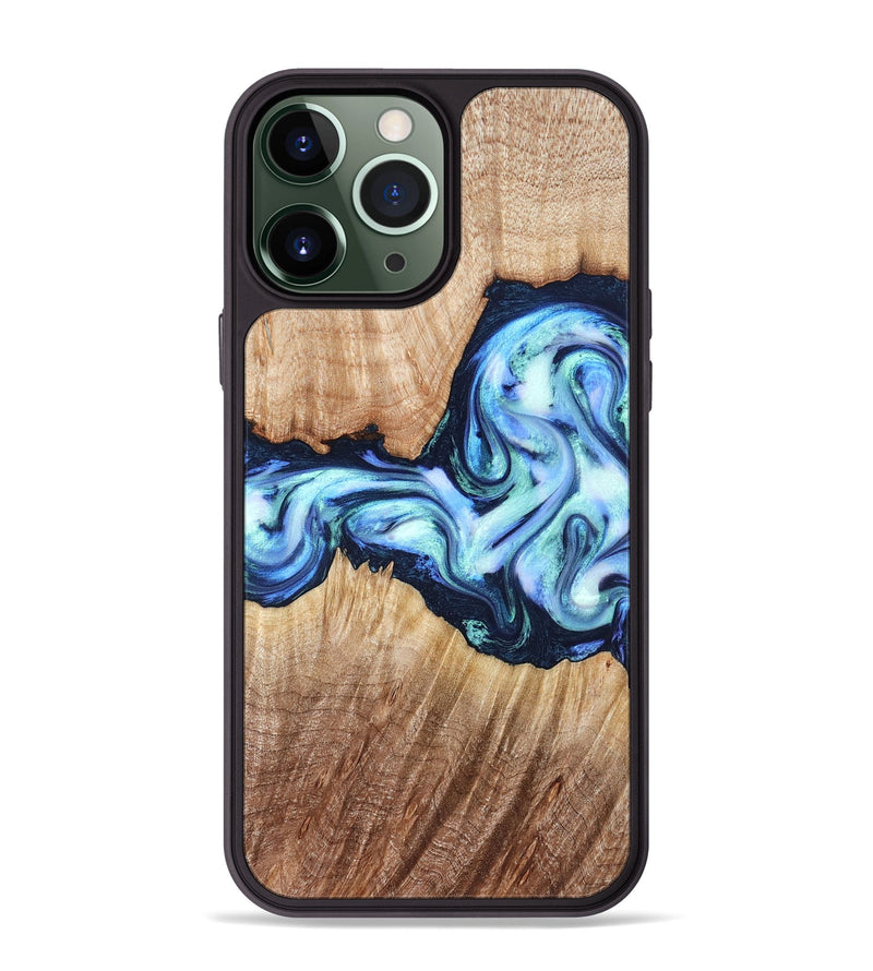 iPhone 13 Pro Max Wood Phone Case - Clay (Blue, 821690)