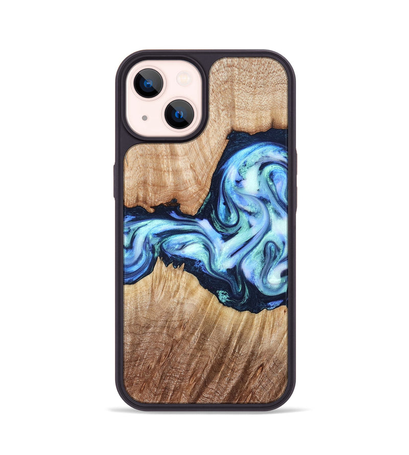 iPhone 14 Wood Phone Case - Clay (Blue, 821690)