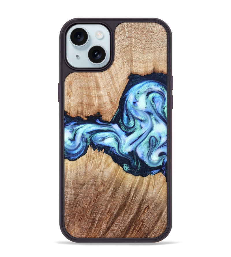iPhone 15 Plus Wood Phone Case - Clay (Blue, 821690)