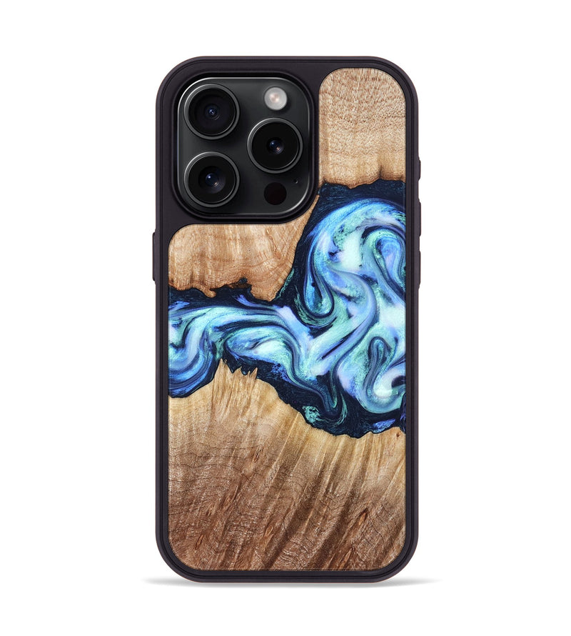 iPhone 15 Pro Wood Phone Case - Clay (Blue, 821690)