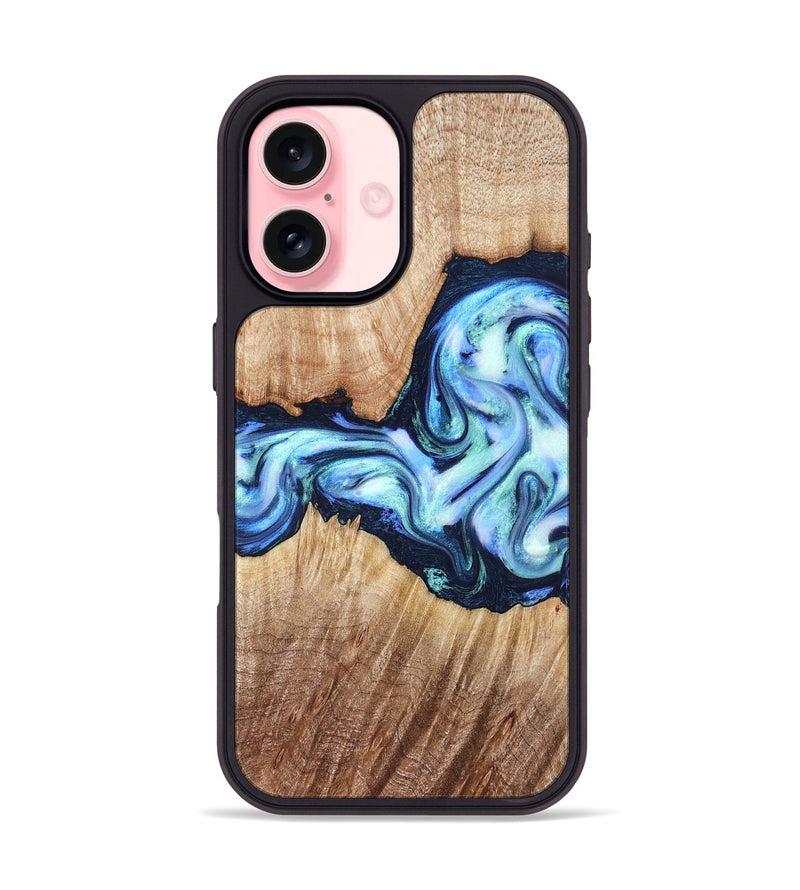 iPhone 16 Wood Phone Case - Clay (Blue, 821690)