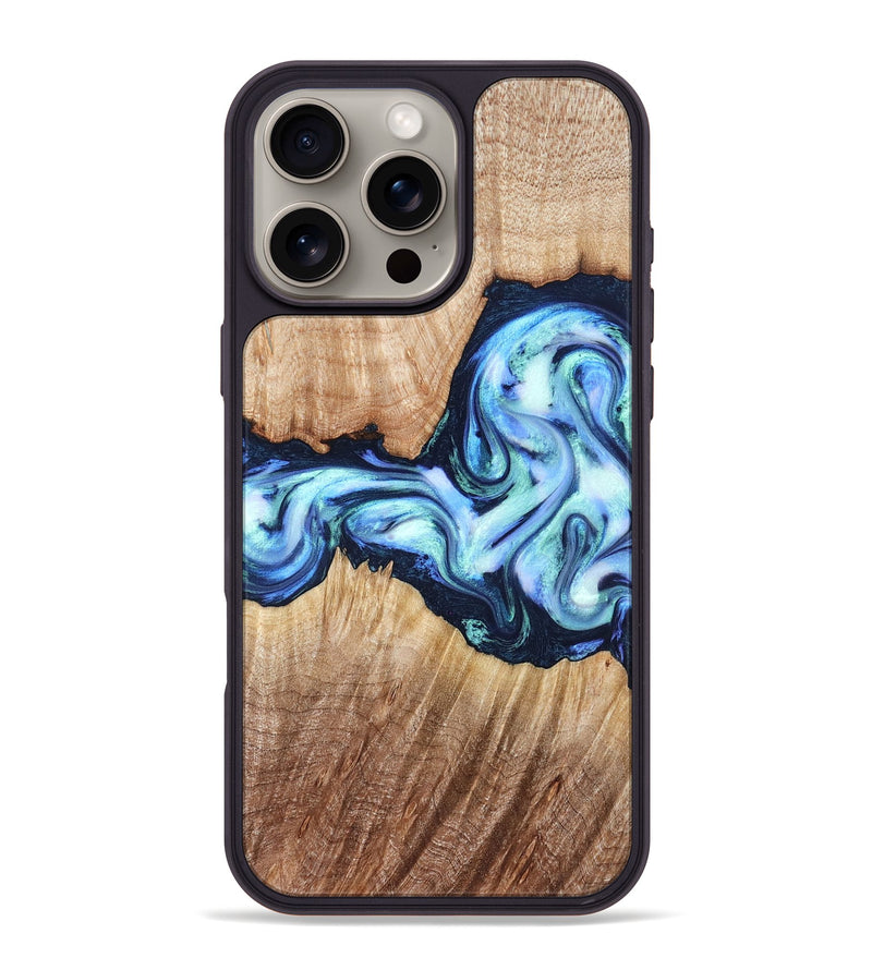 iPhone 16 Pro Max Wood Phone Case - Clay (Blue, 821690)